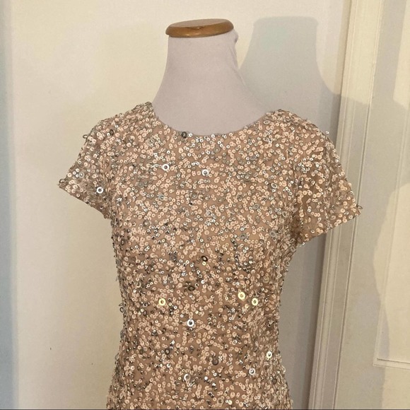 Adrianna Pappell Sequin Gown Blush Pink Scoop Back 4 - Picture 4 of 9
